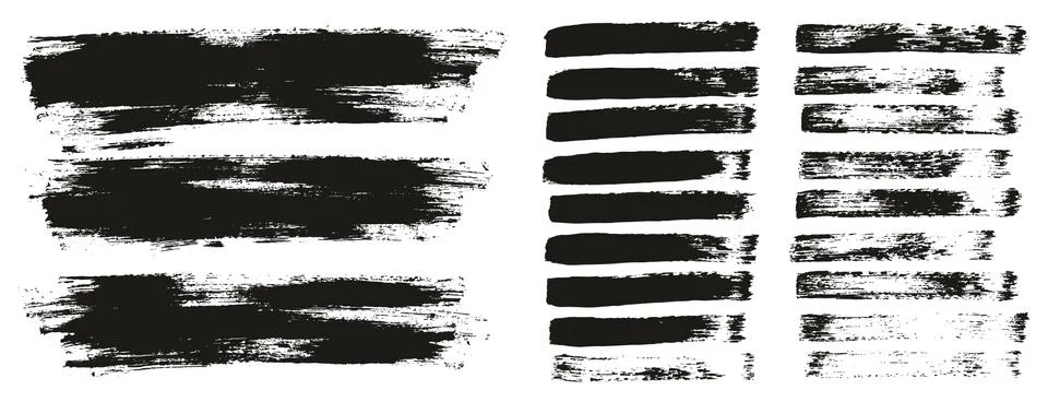 Flat Paint Brush Thin Lines &amp; Background Mix High Detail Abstract Vector Set Stock Illustration