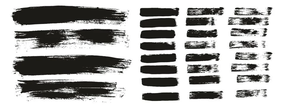 Flat Paint Brush Thin Lines &amp; Background Mix High Detail Abstract Vector Set Stock Illustration