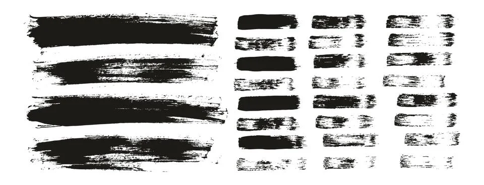 Flat Paint Brush Thin Lines &amp; Background Mix High Detail Abstract Vector Set Stockillustratie