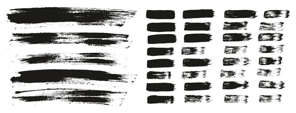 Flat Paint Brush Thin Lines &amp; Background Mix High Detail Abstract Vector Set Illustrazione stock