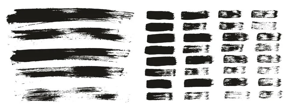 Flat Paint Brush Thin Lines &amp; Background Mix High Detail Abstract Vector Set イラスト素材