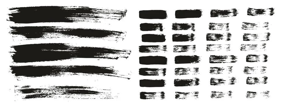 Flat Paint Brush Thin Lines &amp; Background Mix High Detail Abstract Vector Set Illustrazione stock