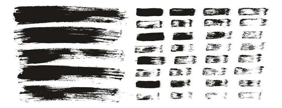 Flat Paint Brush Thin Lines &amp; Background Mix High Detail Abstract Vector Set イラスト素材