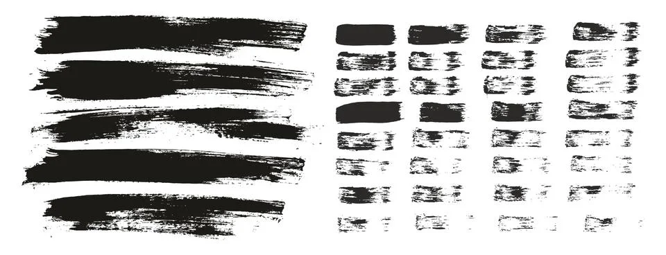 Flat Paint Brush Thin Lines &amp; Background Mix High Detail Abstract Vector Set Illustrazione stock