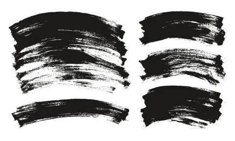 Flat Paint Brush Thin Long Curved Background High Detail Abstract Vector Mix Set Stock-Illustration