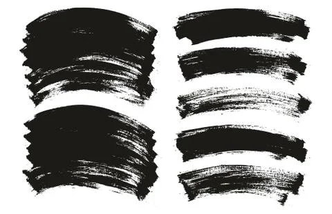 Flat Paint Brush Thin Long Curved Background High Detail Abstract Vector Mix Set Stock Illustration