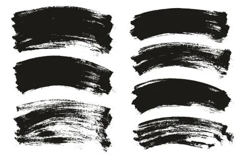 Flat Paint Brush Thin Long Curved Background High Detail Abstract Vector Mix Set Stock Illustration