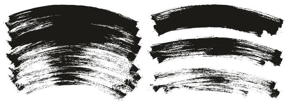 Flat Paint Brush Thin Long Curved Background High Detail Abstract Vector Mix Set Illustrazione stock