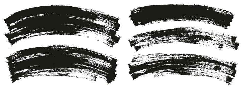 Flat Paint Brush Thin Long Curved Background High Detail Abstract Vector Mix Set Stock Illustration