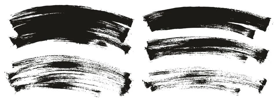 Flat Paint Brush Thin Long Curved Background High Detail Abstract Vector Mix Set Illustrazione stock