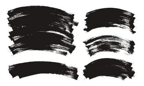Flat Paint Brush Thin Long Curved Background High Detail Abstract Vector Mix Set Stock Illustration