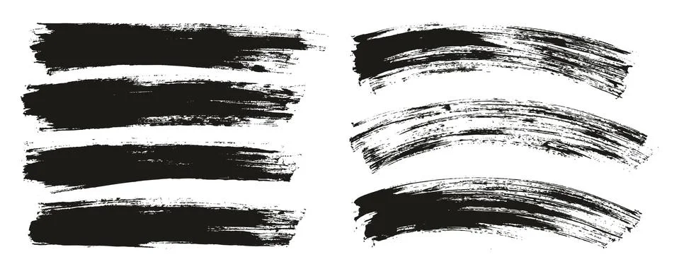 Flat Paint Brush Thin Long &amp; Curved Background Mix High Detail Abstract Vector Illustrazione stock