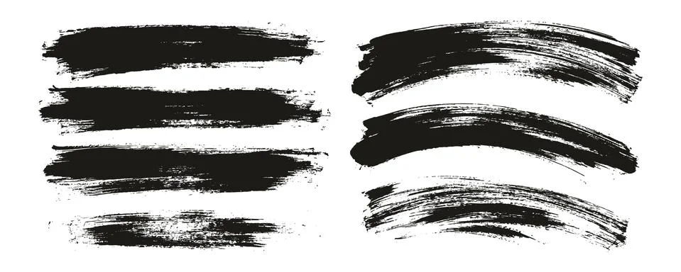 Flat Paint Brush Thin Long &amp; Curved Background Mix High Detail Abstract Vector Stock-Illustration