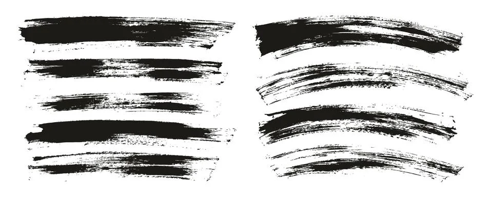 Flat Paint Brush Thin Long &amp; Curved Background Mix High Detail Abstract Vector Stock Illustration