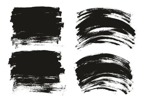 Flat Paint Brush Thin Long &amp; Curved Background Mix High Detail Abstract Vector Illustrazione stock