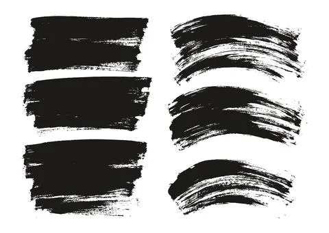 Flat Paint Brush Thin Long &amp; Curved Background Mix High Detail Abstract Vector Stock Illustration