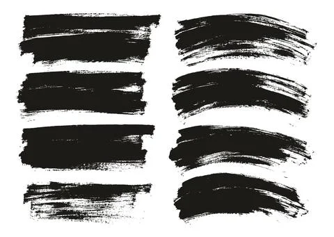 Flat Paint Brush Thin Long &amp; Curved Background Mix High Detail Abstract Vector Stock Illustration