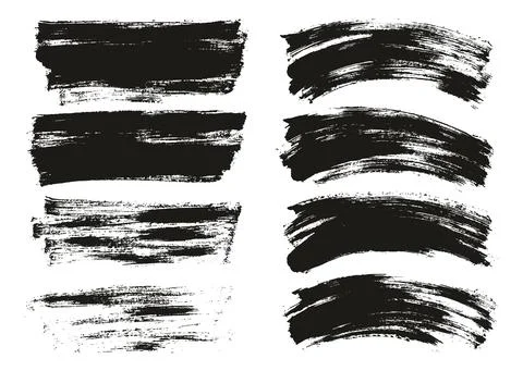 Flat Paint Brush Thin Long &amp; Curved Background Mix High Detail Abstract Vector Stock Illustration