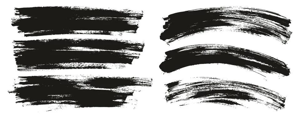 Flat Paint Brush Thin Long &amp; Curved Background Mix High Detail Abstract Vector Stock Illustration