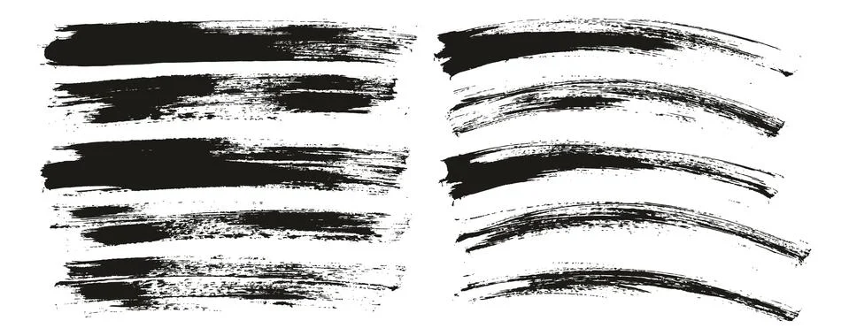 Flat Paint Brush Thin Long &amp; Curved Background Mix High Detail Abstract Vector Illustrazione stock