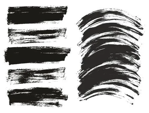 Flat Paint Brush Thin Long &amp; Curved Background Mix High Detail Abstract Vector Illustrazione stock