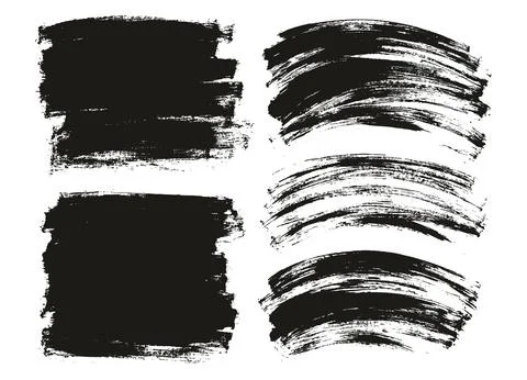 Flat Paint Brush Thin Long &amp; Curved Background Mix High Detail Abstract Vector Stock Illustration