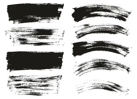 Flat Paint Brush Thin Long &amp; Curved Background Mix High Detail Abstract Vector Illustrazione stock