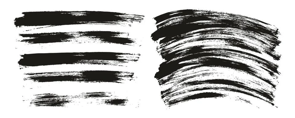 Flat Paint Brush Thin Long &amp; Curved Background Mix High Detail Abstract Vector Stock Illustration