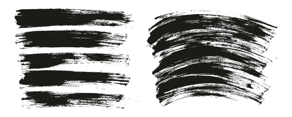 Flat Paint Brush Thin Long &amp; Curved Background Mix High Detail Abstract Vector Stock Illustration