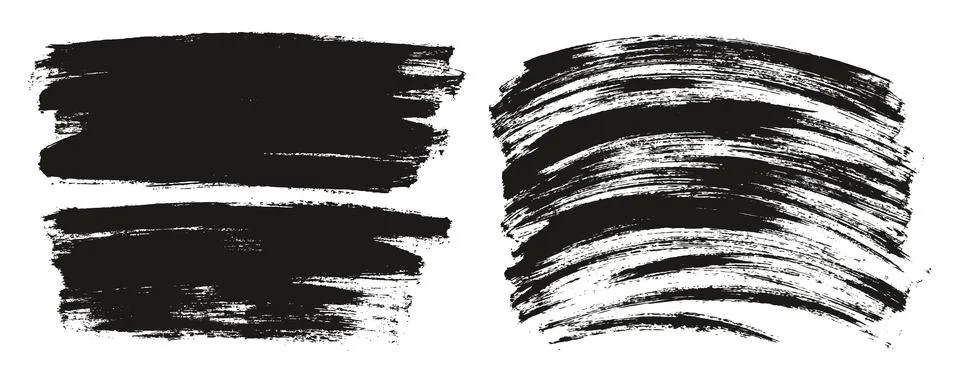 Flat Paint Brush Thin Long &amp; Curved Background Mix High Detail Abstract Vector Stock Illustration