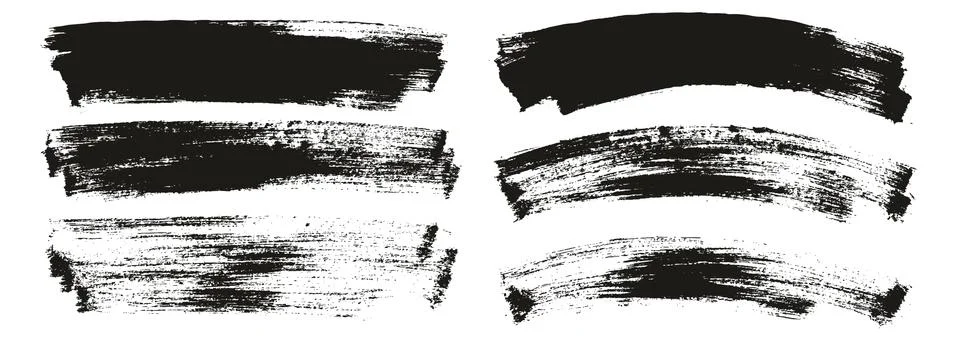 Flat Paint Brush Thin Long &amp; Curved Background Mix High Detail Abstract Stock Illustration