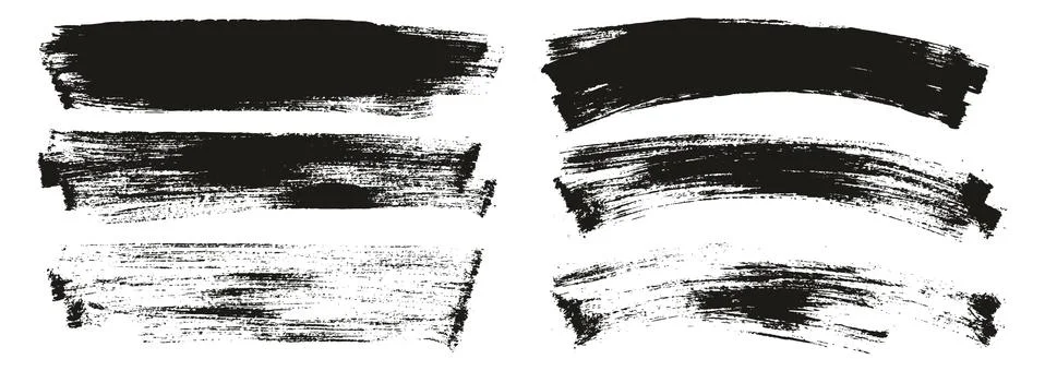 Flat Paint Brush Thin Long &amp; Curved Background Mix High Detail Abstract Illustrazione stock