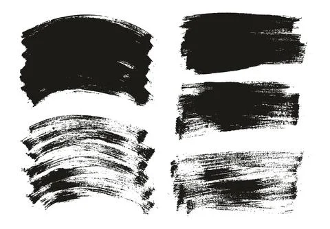 Flat Paint Brush Thin Long &amp; Curved Background Mix High Detail Abstract Stock Illustration