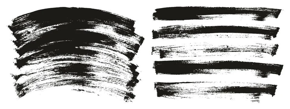 Flat Paint Brush Thin Long &amp; Curved Background Mix High Detail Abstract Illustrazione stock