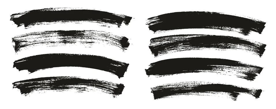 Flat Paint Brush Thin Long Curved Background High Detail Abstract Vector Stock Illustration