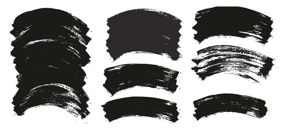 Flat Paint Brush Thin Long Curved Background High Detail Abstract Vector Illustrazione stock