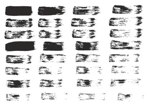 Flat Paint Brush Thin Straight Lines High Detail Abstract Vector Background Set Stock Illustration