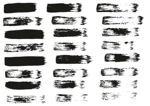 Flat Paint Brush Thin Straight Lines High Detail Abstract Vector Background Set Stock Illustration