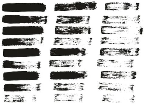 Flat Paint Brush Thin Straight Lines High Detail Abstract Vector Background Set Illustrazione stock