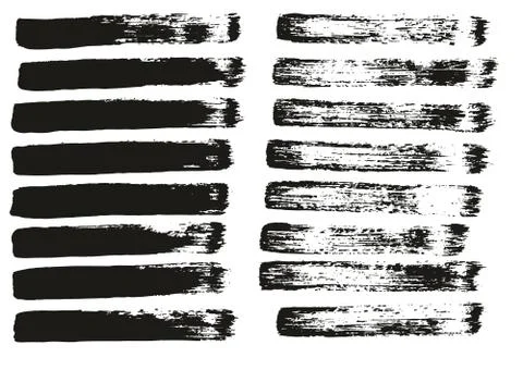 Flat Paint Brush Thin Straight Lines High Detail Abstract Vector Background Set Illustrazione stock