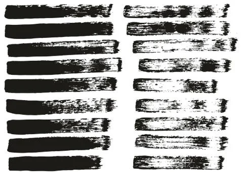 Flat Paint Brush Thin Straight Lines High Detail Abstract Vector Background Set Stock Illustration