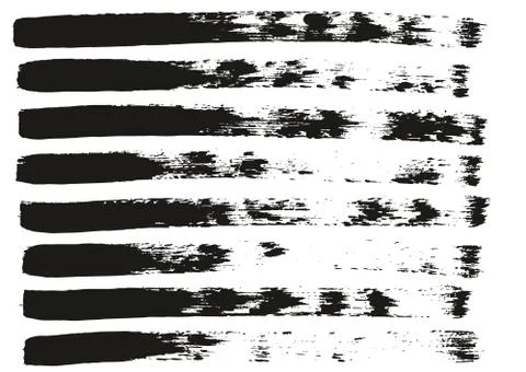 Flat Paint Brush Thin Straight Lines High Detail Abstract Vector Background Set Stock Illustration