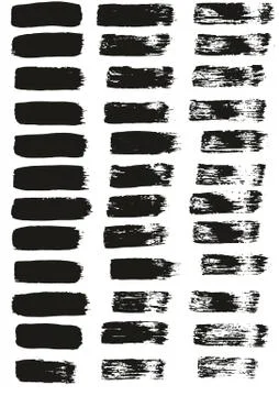 Flat Paint Brush Thin Straight Lines High Detail Abstract Vector Background Set Illustrazione stock