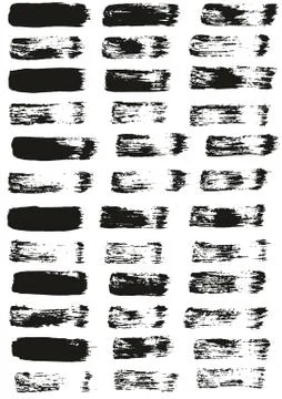 Flat Paint Brush Thin Straight Lines High Detail Abstract Vector Background Set Stock Illustration