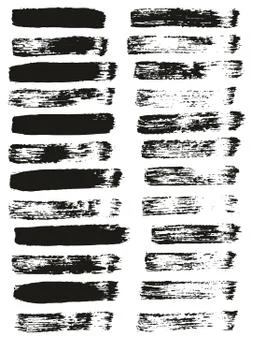 Flat Paint Brush Thin Straight Lines High Detail Abstract Vector Background Set Stock Illustration