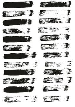 Flat Paint Brush Thin Straight Lines High Detail Abstract Vector Background Set Stock Illustration