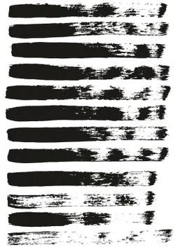 Flat Paint Brush Thin Straight Lines High Detail Abstract Vector Background Set Stock Illustration
