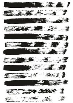 Flat Paint Brush Thin Straight Lines High Detail Abstract Vector Background Set Stock Illustration