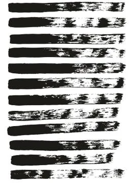 Flat Paint Brush Thin Straight Lines High Detail Abstract Vector Background Set Stock Illustration