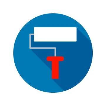Flat Paint Roller Circle Icon Stock Illustration